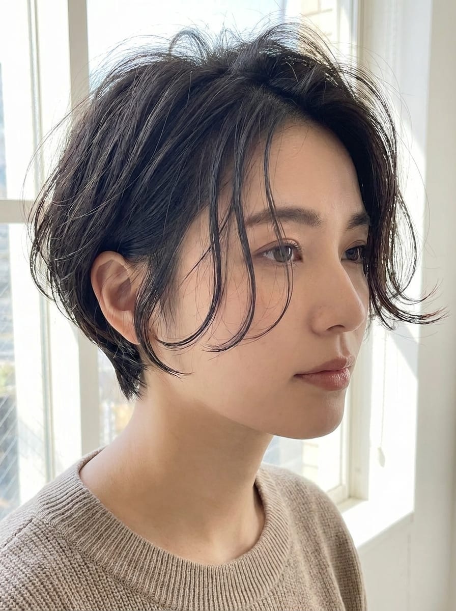 Bixie Cut mit langem Pony - Bixie Cut für Frauen